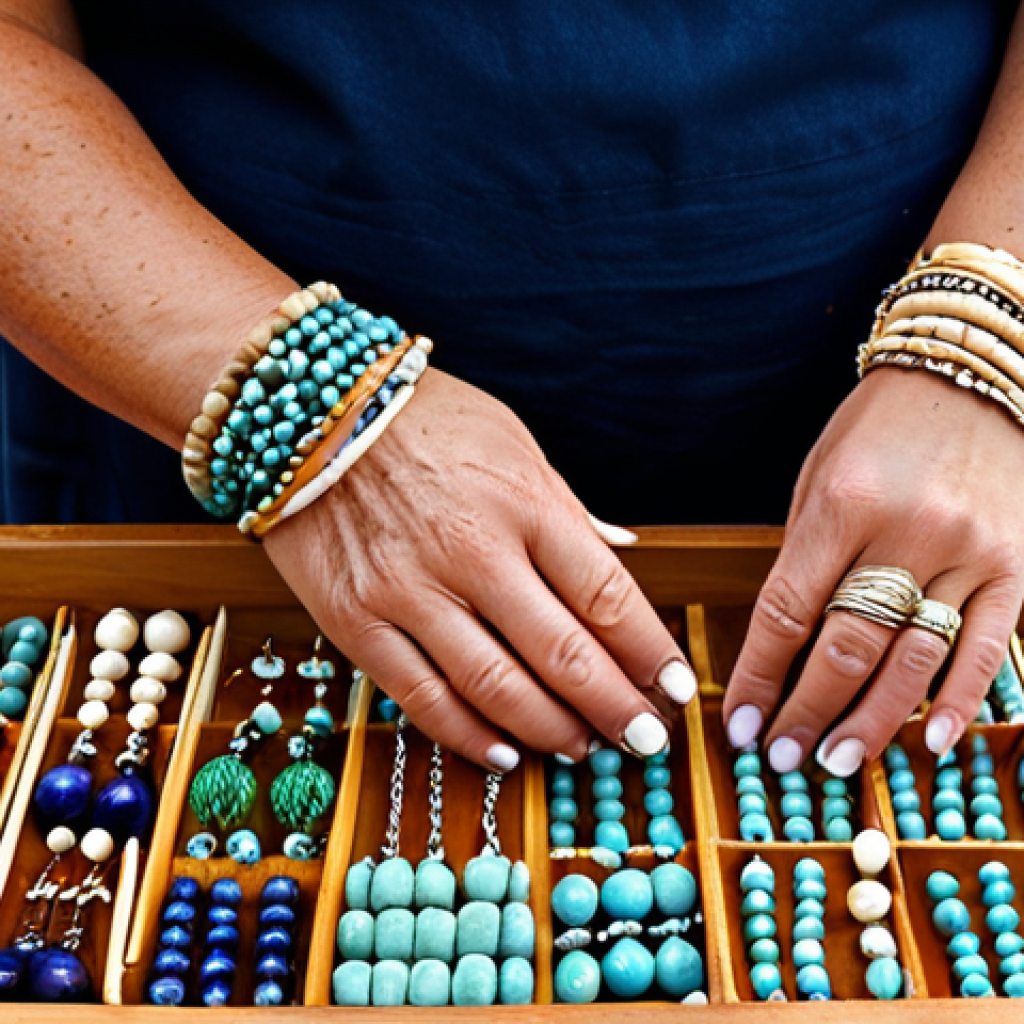 행동경제학을 통한 가격 정책 수립 - Artisan Jewelry Display** "A beautifully arranged display of handmade jewelry at a craft fair in Ga...