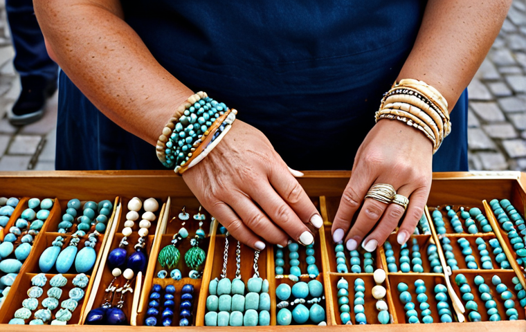 행동경제학을 통한 가격 정책 수립 - Artisan Jewelry Display** "A beautifully arranged display of handmade jewelry at a craft fair in Ga...