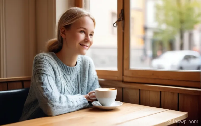 행동경제학을 통한 브랜드 충성도 강화 - Prompt: Familiar Comfort at a Swedish Café** A young Swedish woman, approximately 28 years old, wit...