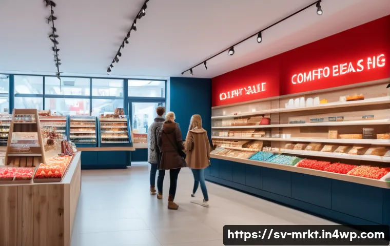 소비자 행동을 이해하기 위한 행동경제학적 접근 - A modern Scandinavian retail store interior with soft natural light, featuring customers making impu...