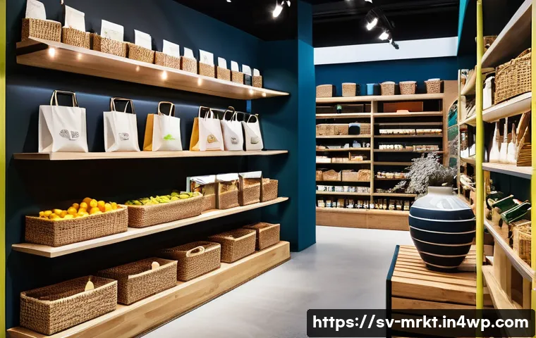 행동경제학적 인식 변화와 마케팅 - A modern Swedish retail store interior with vibrant packaging colors prominently displayed on shelve...