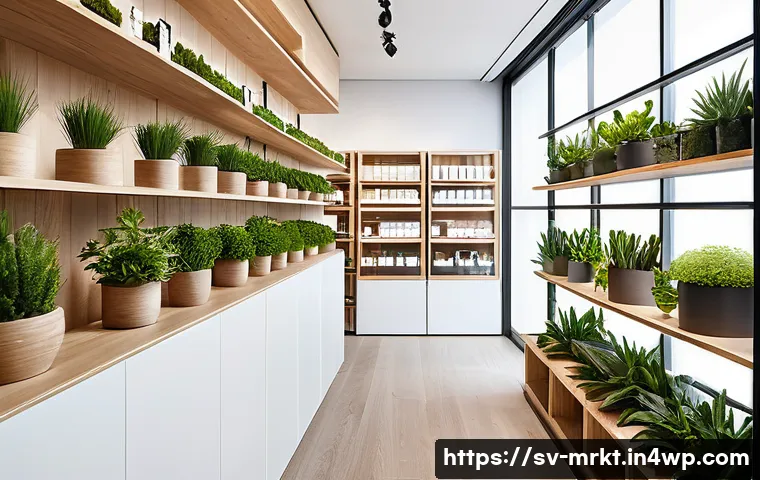행동경제학과 소비자 신뢰 구축 전략 - A modern Scandinavian retail store interior filled with neatly arranged products on minimalist woode...