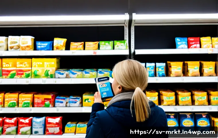 Home 17 행동경제학과 소비자 반응의 상관 관계 - Photorealistic Swedish supermarket scene illustrating consumer choice behavior, an adult shopper in ...
